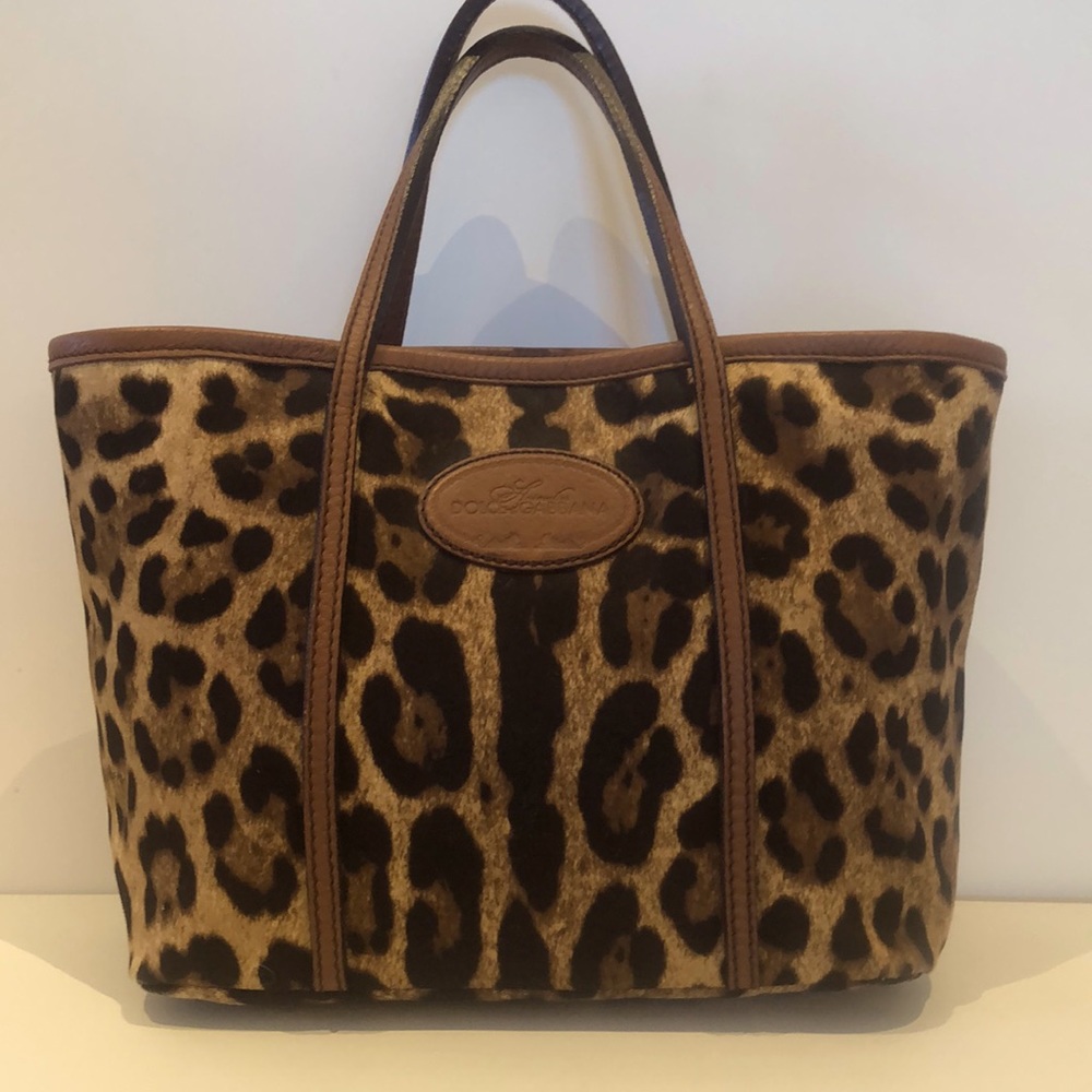 ๐HPx2๐Dolce & Gabbana 1672 Dark Brown Black Canvas leopard tote - Picture 2 of 8